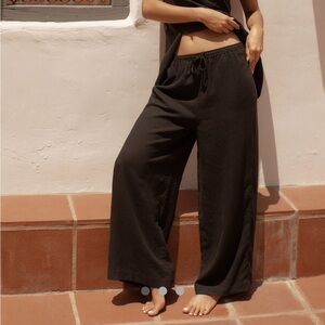 Anthro elastic waist linen pants